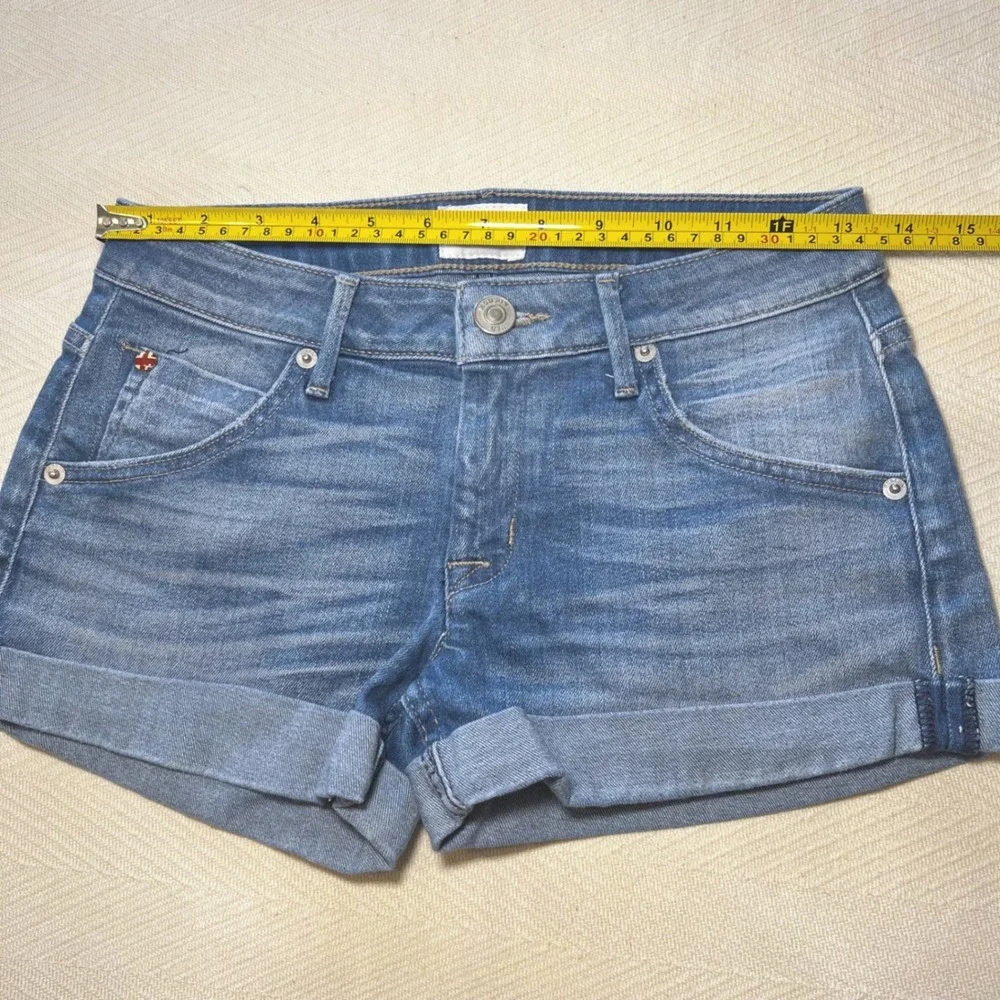 Hudson Hampton Cuffed Denim Shorts Medium Wash Flap Pocket Size 24